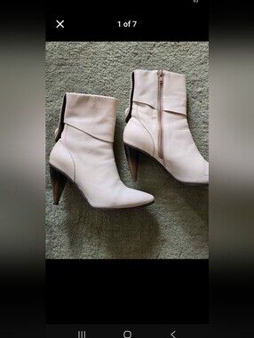 Etrusca Women's Cream Ankle Boots - Sleek Pointed Toe Heels